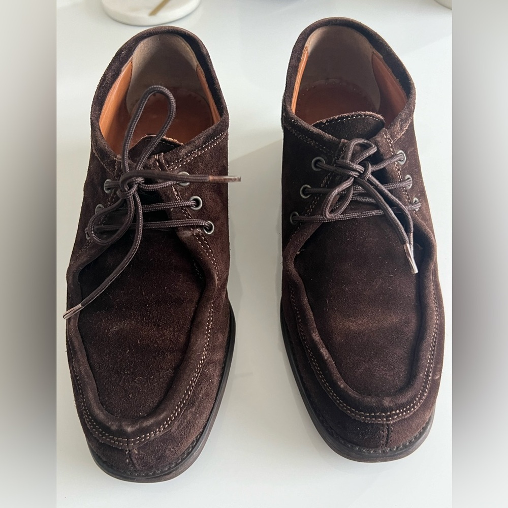 RARE VINTAGE Joan Helpern Brown Suede Laced Loafers Derbys 90s Y2K Joan & David - Picture 4 of 11